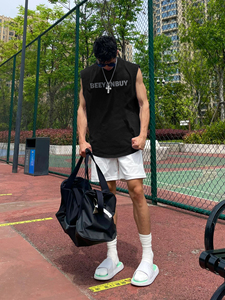 背心男款夏季2024新款美式黑色健身篮球运动男士坎肩无袖T恤上衣