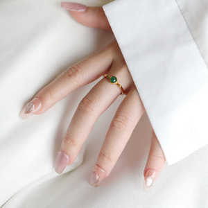 天然危料绿色翡翠戒指银镶嵌新中式食指女款冰种高冰小众玉石复古