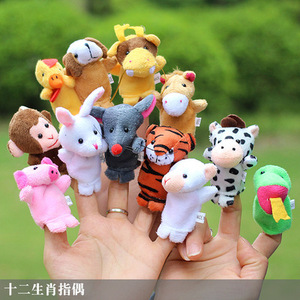 指偶玩具十二生肖动物手指玩偶套指偶手套婴儿布娃娃家区域幼儿园