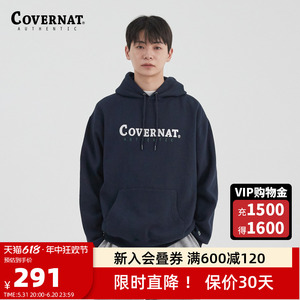 Covernat连帽卫衣春新品男女同款纯色加绒字母上衣CO2203HD32