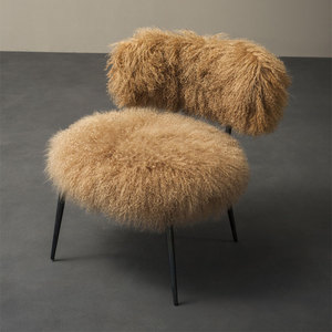 北欧艺术网红滩羊毛休闲椅小红书轻奢单人椅客厅摇椅卧室梳妆椅子