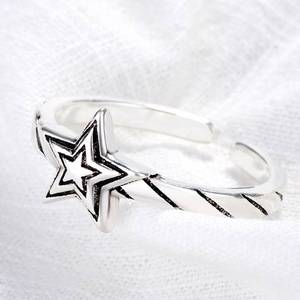 New fashion personality retro Thai silver five-pointed star