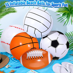 充气沙滩球 彩色PVC吹气六片足球篮球橄榄球戏水球 泳池派对玩具