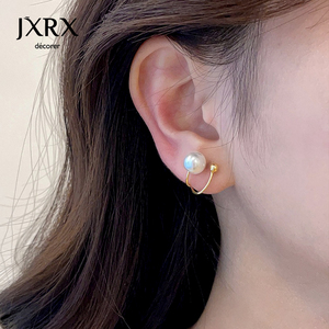 JXRXs925纯银金色珍珠耳夹女无耳洞新款耳骨夹气质夹耳式耳环耳饰