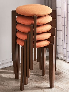 小凳子实木圆凳餐桌凳家用客厅沙发凳木头凳子小板凳布艺软垫矮。