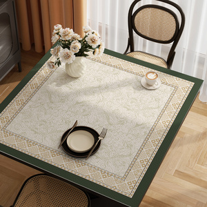 美式正方形桌垫防水防油免洗皮革餐桌垫轻奢高级感方桌布茶几台布