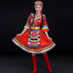 2023藏族舞蹈演出服春新款少数民族服装西藏衣服广场舞套装女成人