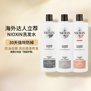 NIOXIN丽康丝1号2号洗发水防掉脱发去油控油蓬松去屑无硅油300ml