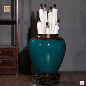 景德镇陶瓷花瓶书画缸卷轴缸落地现代欧式简约创意窑变釉花插摆件