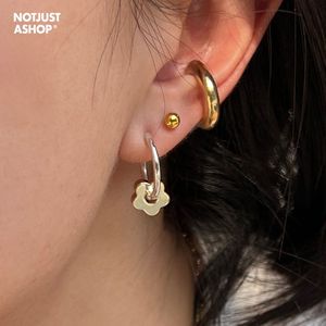 花花耳环S925纯银耳圈黄铜镀金色简约耳圈耳环