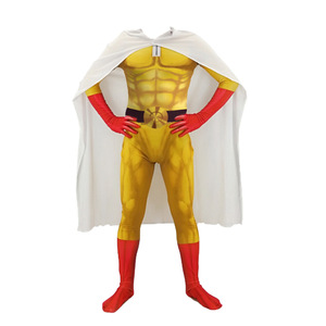 一拳超人cos服琦玉战斗服披风儿童成人连体紧身衣cosplay服装