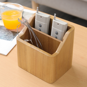 实木桌面遥控器收纳盒多功能客厅茶几整理盒北欧日式创意木制笔筒