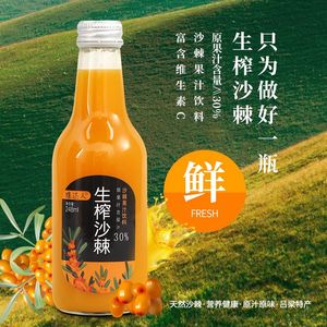 维达人沙棘汁果汁饮品玻璃瓶装 酸甜可口VC果汁生榨整箱饮料