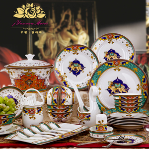 碗套装高档骨瓷碗盘碟欧式餐具套装 60件陶瓷器 家用送礼餐具