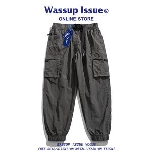 WASSUP ISSUE速干工装裤男士宽松休闲长裤夏季阔腿束脚九分裤子男