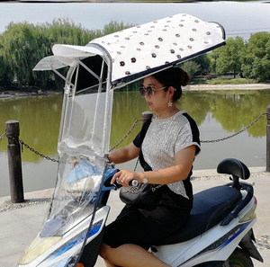 速发电动车雨棚蓬新款可折叠可拆卸女士摩托车挡风防晒罩遮阳雨伞