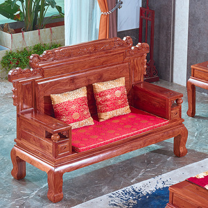 X1AW 刺猬紫檀中式全实木财源滚滚沙发组合佛山红木家具古典非洲