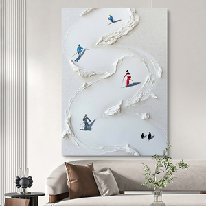 客厅手绘油画白色装饰画抽象立体厚肌理画成品玄关卧室儿童房挂画