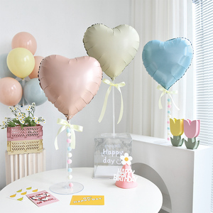 马卡龙铝膜气球爱心情人节飘空订婚房浪漫布置结求婚生日心形装饰