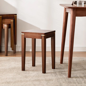 实木凳子家用木板凳现代简约可叠放客厅矮凳歺餐厅凳小型轻奢登子
