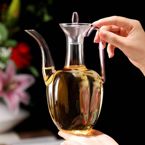 中式透明白酒壶玻璃酒壶大容量倒酒分酒器古风黄酒壶家用玻璃茶瓶