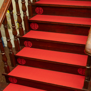 结婚楼梯踏步垫免胶自粘撕掉不留胶木楼梯大理石背面带胶红地毯