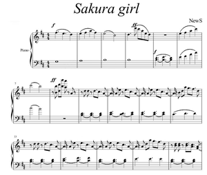 SAKURA GIRL   钢琴谱 五线谱 简谱全发 送参考音频