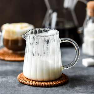 茶咖美器迷你奶壶尖嘴小奶罐咖啡玻璃奶盅带把倒牛奶壶糖浆加奶杯