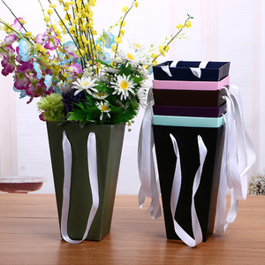 鲜花爆米花桶礼盒手提抱抱桶鲜花包装盒新款防水纸筒现货