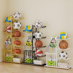 篮球收纳架家用球类存放球架运动器材球拍瑜伽垫收纳筐足球置物架