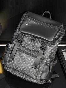 意尔康2024新款花纹格子双肩包韩版男包休闲大容量背包旅行电脑包