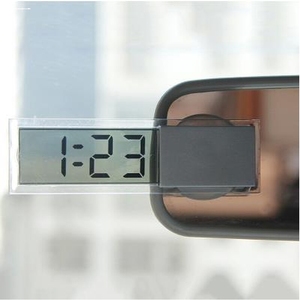 前挡玻璃太阳能车载时钟行车计时器汽车电子钟表免布线吸盘温度计