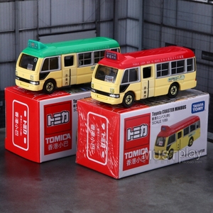 Takara tomy多美卡香港小巴红绿色丰田Coaste训练巴士合金车模型
