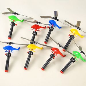 拉线直升机手拉绳拉线动力飞机学生六一礼物创意玩意儿童发条玩具