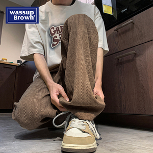 WASSUP复古提花裤子男夏季新款透气凉爽潮牌宽松垂感直筒休闲长裤