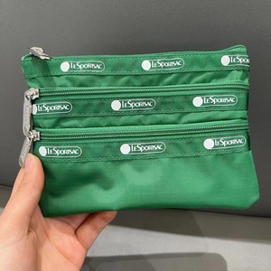 新品绿色手包三层手拿女包化妆品收纳包口红包7158大容量卡包