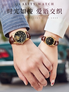 瑞士新款阿玛尼正品情侣手表时尚机械表一对情人节送礼夜光男女士