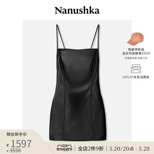 【限时折扣】NANUSHKA 女士 JORIE 酷飒黑色素皮度假风吊带连衣裙