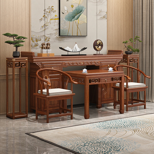 新中式胡桃木八仙桌长凳组合古典实木家用客厅四方桌供桌茶几桌子