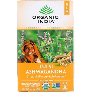 现货 Organic India, Tulsi 图尔西南非醉茄水果香料茶18个茶包