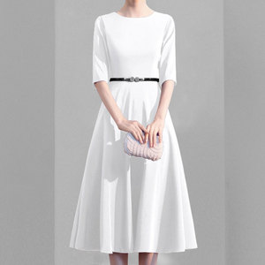 GIFISHLOW香港正品女装白色轻奢宴会晚礼服裙高级感中长款礼服
