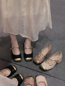 学院风女生韩系单鞋2024春季新款时尚复古法式气质方头粗跟小皮鞋