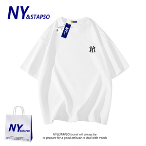 MLB STAPS官方奥特莱斯短袖t恤男女情侣款夏季纯棉潮流NY体恤衣服