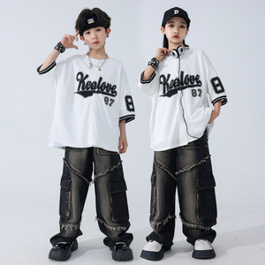 街舞儿 童潮服套装hiphop男女 童嘻哈棒球服外套炸街爵士表演服
