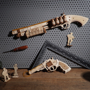 rokr若客AK47自动步枪雷明顿3d立体拼图木质拼装模型儿童积木男孩