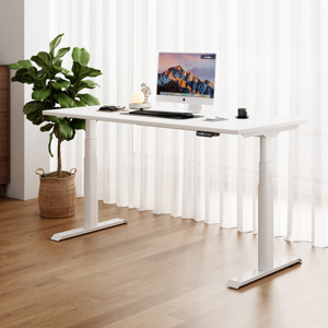 舒迈特智能电动升降桌桌腿白色办公学习书桌简易电脑桌工作台实木