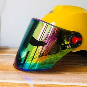 电动摩托车头盔防雾镜片高清防晒通用透明安全帽半盔挡风玻璃面罩