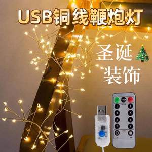 铜线鞭炮灯串遥控USB插电款浪漫创意礼物盒蜈蚣彩灯圣诞装饰灯带