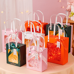 三八妇女节礼品袋伴手礼生日透明手提礼物袋38女神节礼盒包装盒子