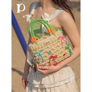 puui原创生活夏季编织包可爱沙滩度假ins风手工编织手提包夏日